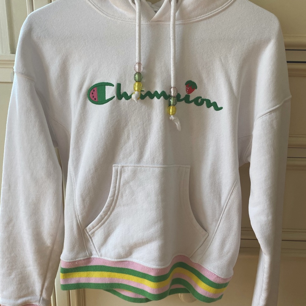 (ONLY WORN ONCE) Urban Outfitters Easter Champion hoodie w/ bedazzled✨ fruit🍉🍓